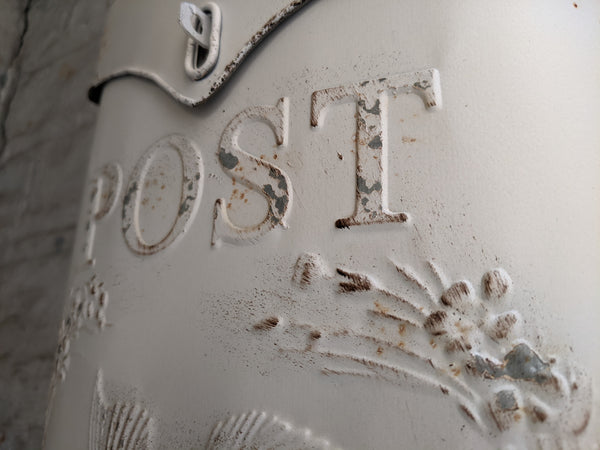 New CREAM Metal Tin Shabby Chic Vintage French Rustic Wall POST Mail Letter BOX