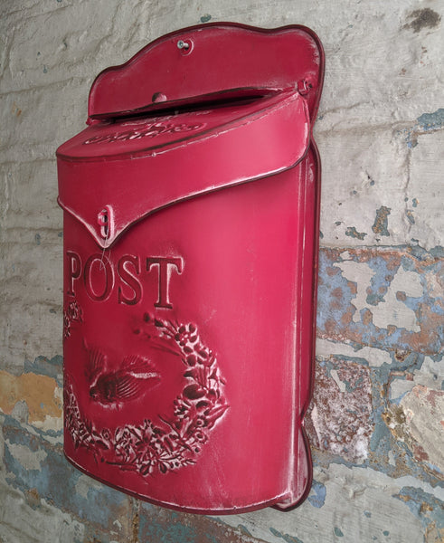 New RED Metal Tin Shabby Chic Vintage French Rustic Wall POST Mail Letter BOX