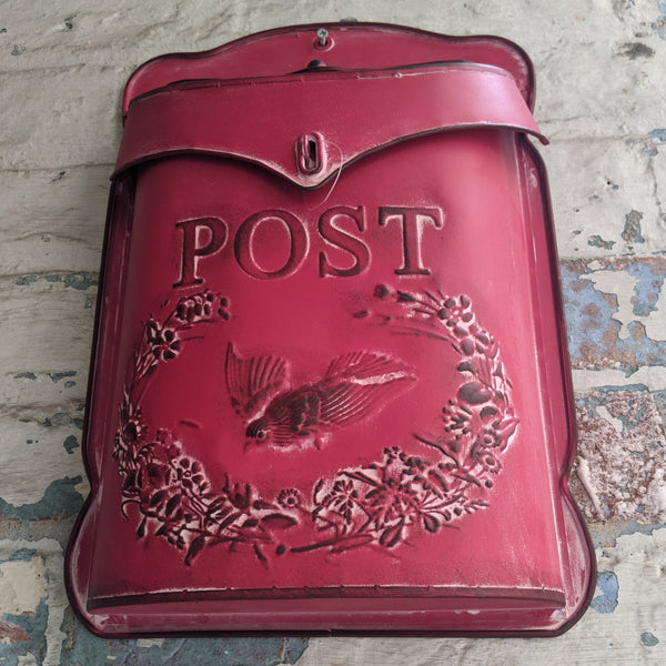 New RED Metal Tin Shabby Chic Vintage French Rustic Wall POST Mail Letter BOX