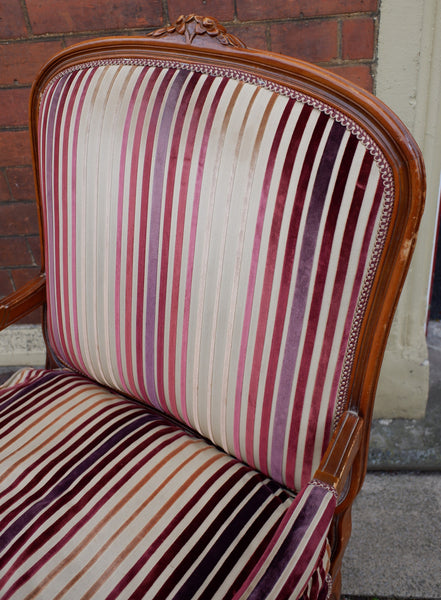 Vintage FRENCH Louis Shabby Chic Large OPEN ARM Throne Carved Armchair Chair