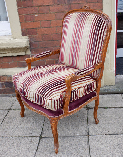 Vintage FRENCH Louis Shabby Chic Large OPEN ARM Throne Carved Armchair Chair