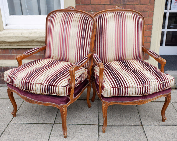 Vintage FRENCH Louis Shabby Chic Large OPEN ARM Throne Carved Armchair Chair