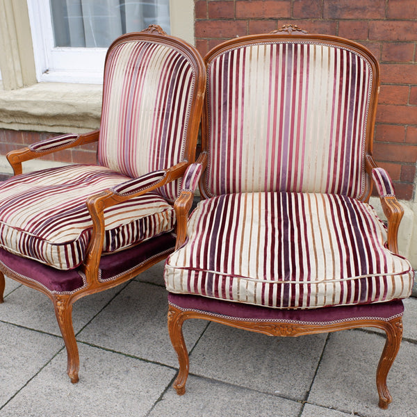 Vintage FRENCH Louis Shabby Chic Large OPEN ARM Throne Carved Armchair Chair