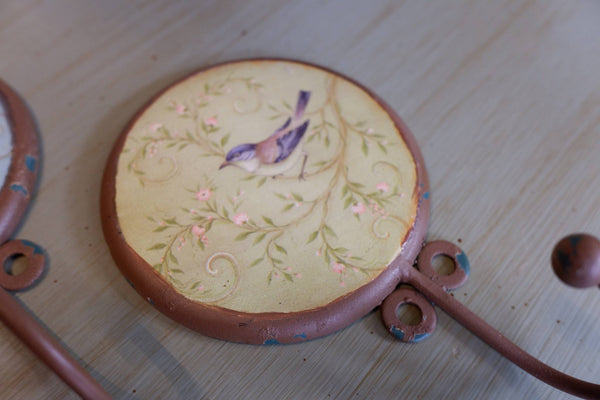 New Metal Japanese Shabby Chic French Floral Rustic BIRD Coat Towel Wall Hook