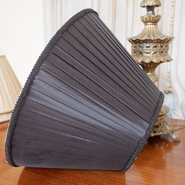 New Pleated BLACK Lined Lamp Light Ceiling Pendant Shade Round Sizes 38/43cm