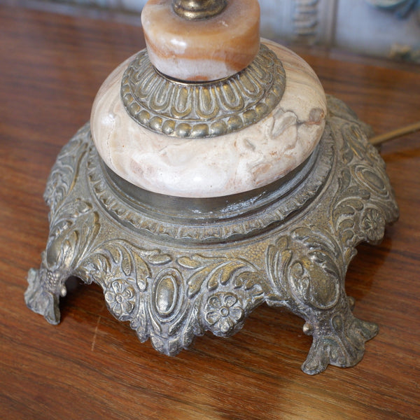 Vintage FRENCH Ornate Marble & Gold Spelter Lady Figurine Table Lamp
