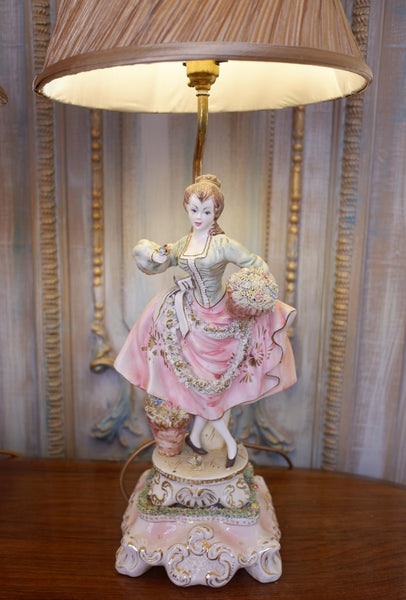 Pair of Vintage Louis XV PORCELAIN China Italian Ornate Figures Table Lamps