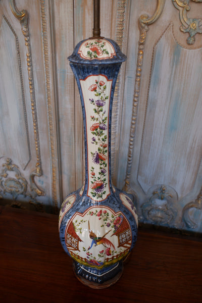 Antique Chinese/Japanese Oriental China Blue & Cream Tall Lamp