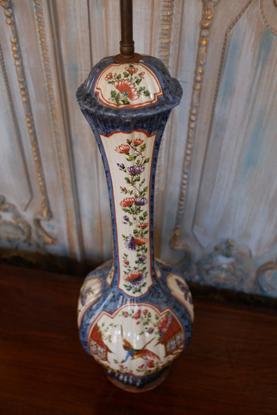 Antique Chinese/Japanese Oriental China Blue & Cream Tall Lamp