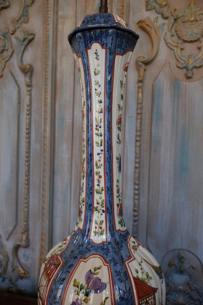 Antique Chinese/Japanese Oriental China Blue & Cream Tall Lamp