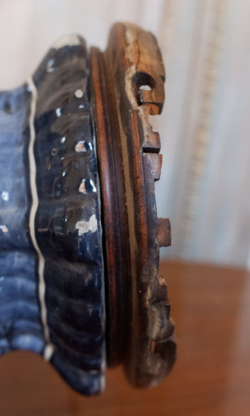 Antique Chinese/Japanese Oriental China Blue & Cream Tall Lamp