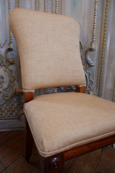 Antique Mahogany WILLIAM IV Linen Hall Dining Office Chair on Castors