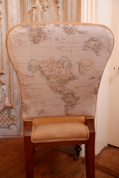 Antique Mahogany WILLIAM IV Linen Hall Dining Office Chair on Castors