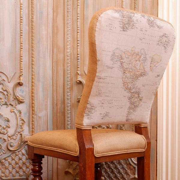 Antique Mahogany WILLIAM IV Linen Hall Dining Office Chair on Castors