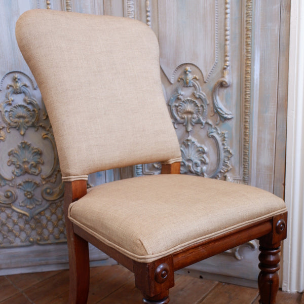 Antique Mahogany WILLIAM IV Linen Hall Dining Office Chair on Castors