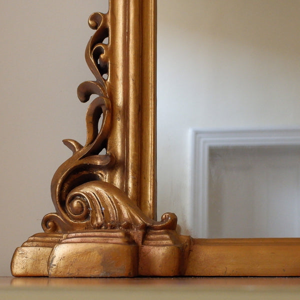 Antique Style LARGE Gold Distressed Arch Overmantel Wall Mirror H137xW136cm