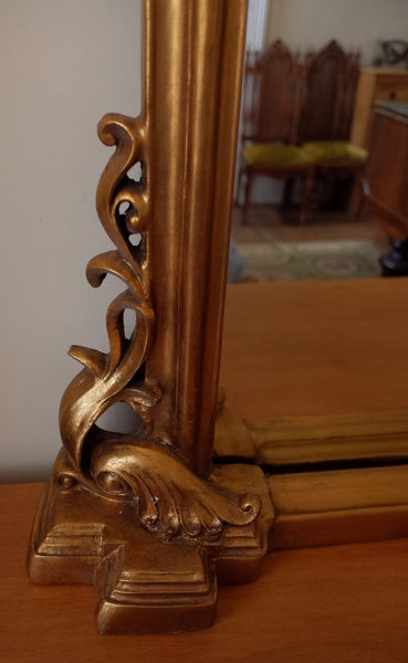 Antique Style LARGE Gold Distressed Arch Overmantel Wall Mirror H137xW136cm