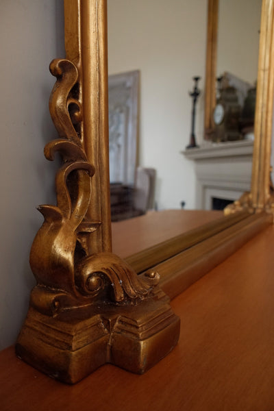 Antique Style LARGE Gold Distressed Arch Overmantel Wall Mirror H137xW136cm