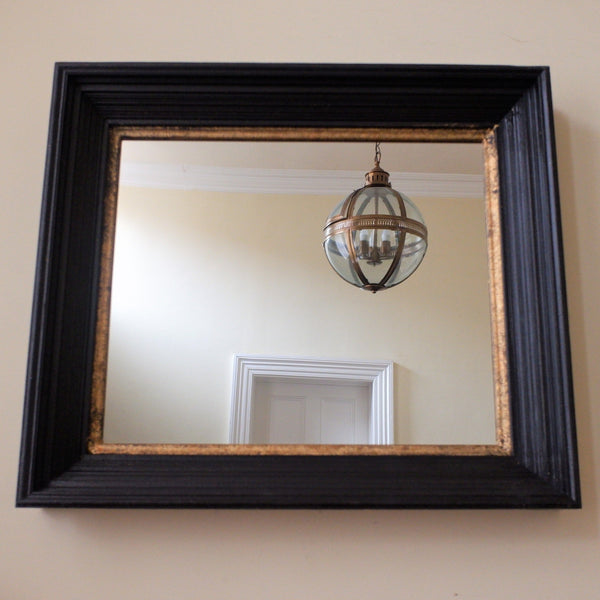Black & Gold 78x68cm Rectangular Rustic Vintage Style Wall Mirror
