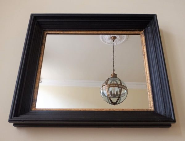 Black & Gold 78x68cm Rectangular Rustic Vintage Style Wall Mirror