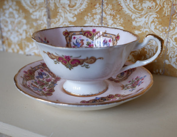 Vintage Porcelain English Tea Coffee China Cup & Saucer - Soft Pink Tones