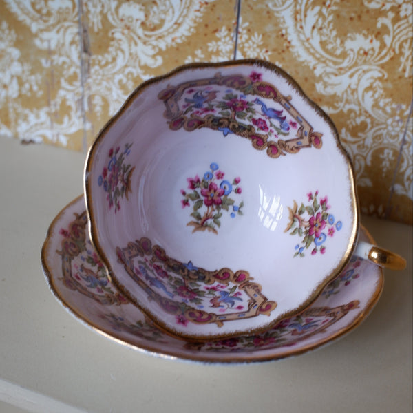 Vintage Porcelain English Tea Coffee China Cup & Saucer - Soft Pink Tones