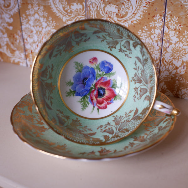 Vintage Porcelain English Tea Coffee China Cup & Saucer PARAGON - Soft Green Tones 
