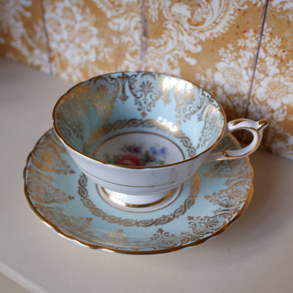 Vintage Porcelain English Tea Coffee China Cup & Saucer PARAGON - Mint Green Tones