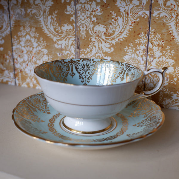 Vintage Porcelain English Tea Coffee China Cup & Saucer PARAGON - Mint Green Tones