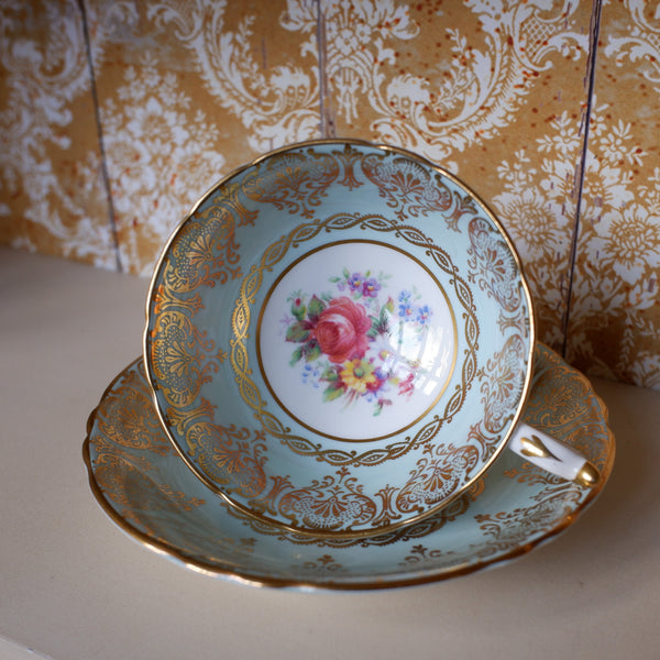 Vintage Porcelain English Tea Coffee China Cup & Saucer PARAGON - Mint Green Tones