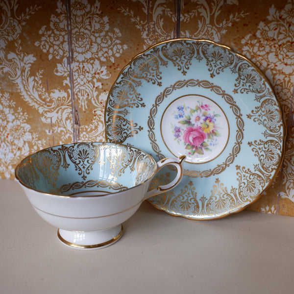 Vintage Porcelain English Tea Coffee China Cup & Saucer PARAGON - Mint Green Tones