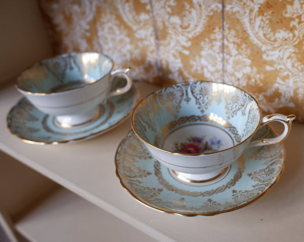 Vintage Porcelain English Tea Coffee China Cup & Saucer PARAGON - Mint Green Tones