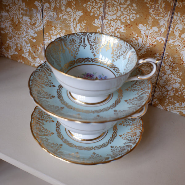 Vintage Porcelain English Tea Coffee China Cup & Saucer PARAGON - Mint Green Tones