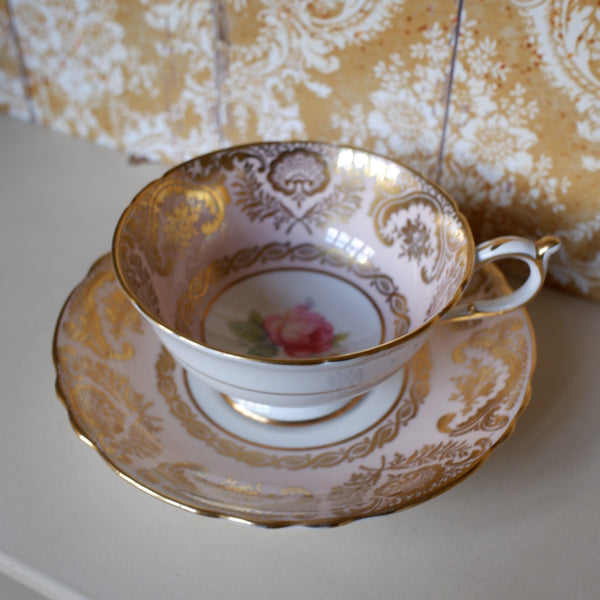 Vintage Porcelain English Tea Coffee China Cup & Saucer PARAGON - Pink & Gold Tones
