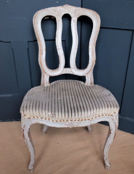 Antique Vintage FRENCH LOUIS Shabby Chic Rustic Painted Grey Hall Chair