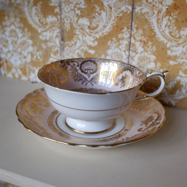 Vintage Porcelain English Tea Coffee China Cup & Saucer PARAGON - Pink & Gold Tones