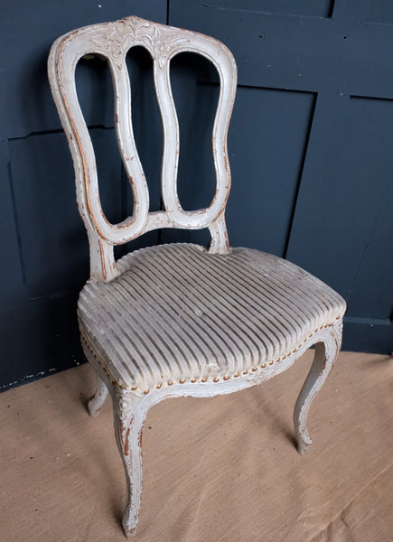 Antique Vintage FRENCH LOUIS Shabby Chic Rustic Painted Grey Hall Chair