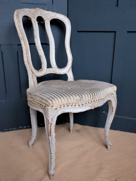 Antique Vintage FRENCH LOUIS Shabby Chic Rustic Painted Grey Hall Chair