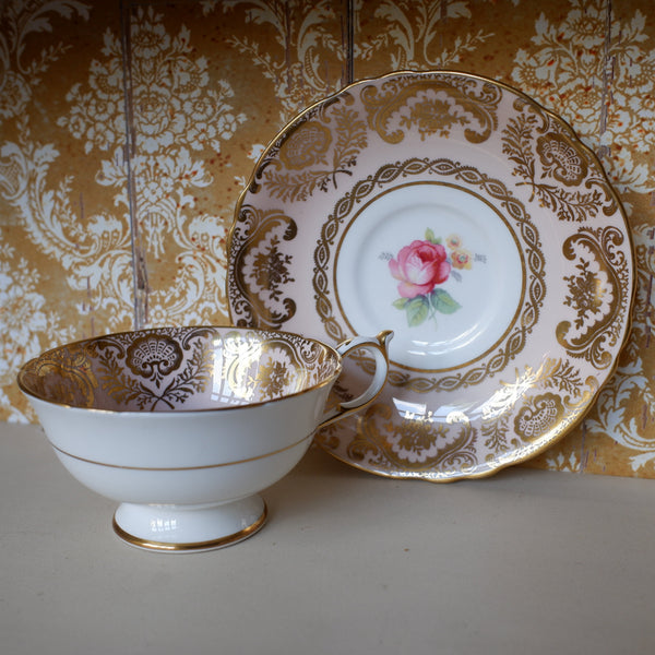 Vintage Porcelain English Tea Coffee China Cup & Saucer PARAGON - Pink & Gold Tones
