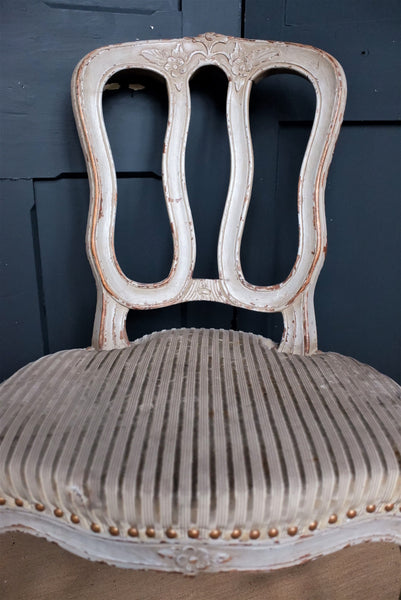 Antique Vintage FRENCH LOUIS Shabby Chic Rustic Painted Grey Hall Chair