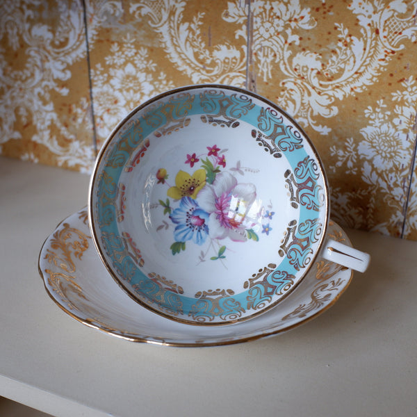 Vintage Porcelain English Tea Coffee China Cup & Saucer Royal Stafford - Mint Green Tones