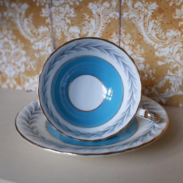 Vintage Porcelain English Tea Coffee China Cup & Saucer Aynsley - Blue & White Tones