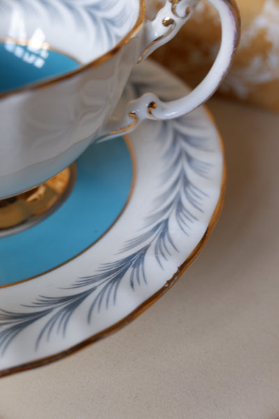 Vintage Porcelain English Tea Coffee China Cup & Saucer Aynsley - Blue & White Tones
