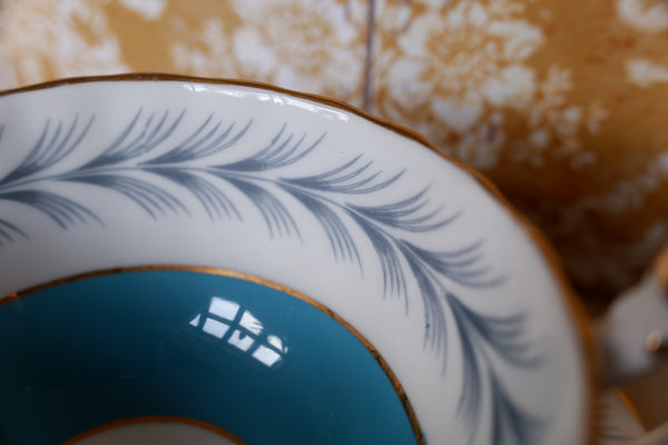 Vintage Porcelain English Tea Coffee China Cup & Saucer Aynsley - Blue & White Tones