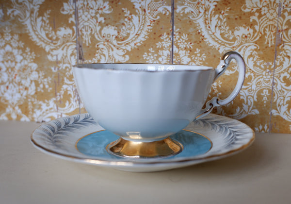 Vintage Porcelain English Tea Coffee China Cup & Saucer Aynsley - Blue & White Tones