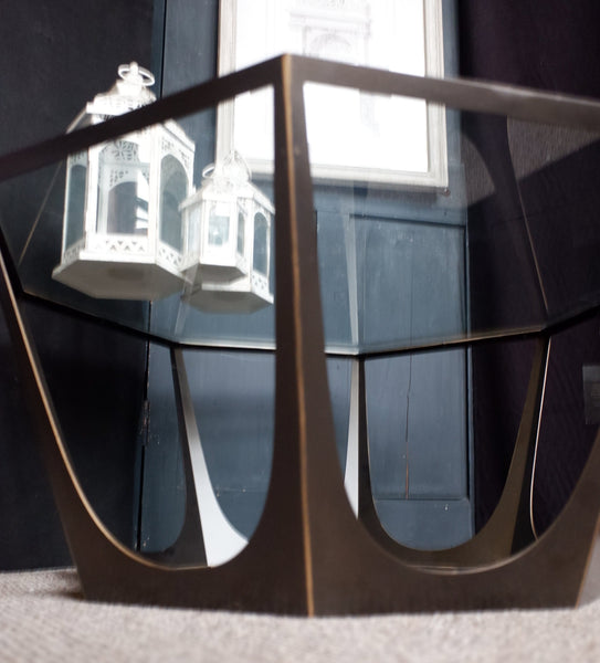 Libra Interiors CATALAN Glass Top Octagon Bronze Gilded Modern Coffee Table Contemporary