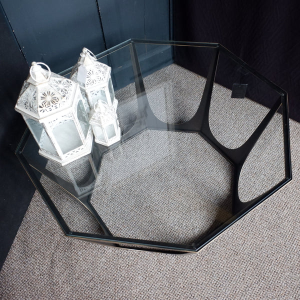 Libra Interiors CATALAN Glass Top Octagon Bronze Gilded Modern Coffee Table Contemporary
