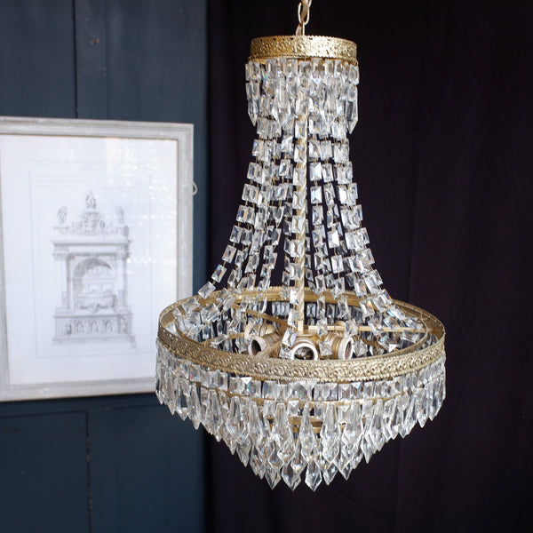 Vintage French  6 Tiered Large LEAD Crystal Lustres Chandelier Pendant Ceiling Light