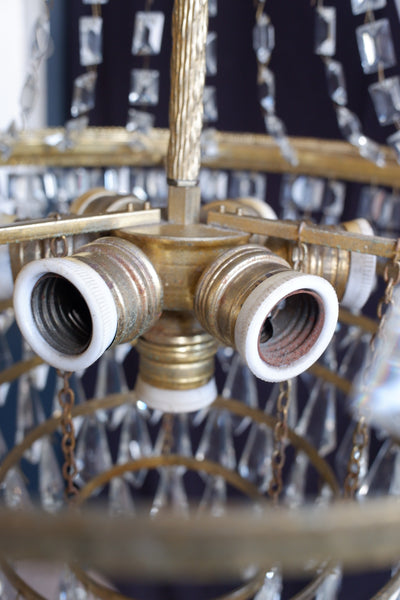 Vintage French  6 Tiered Large LEAD Crystal Lustres Chandelier Pendant Ceiling Light