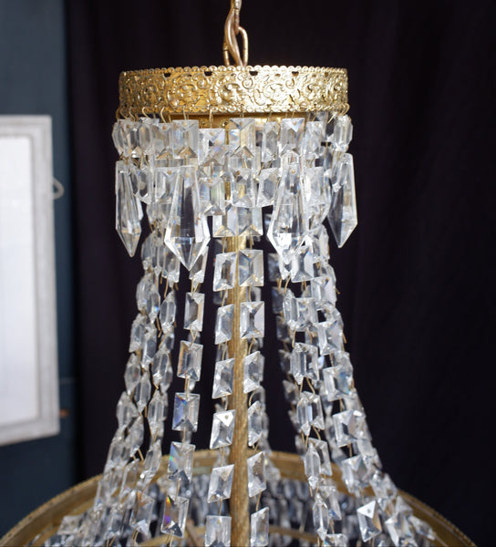 Vintage French  6 Tiered Large LEAD Crystal Lustres Chandelier Pendant Ceiling Light